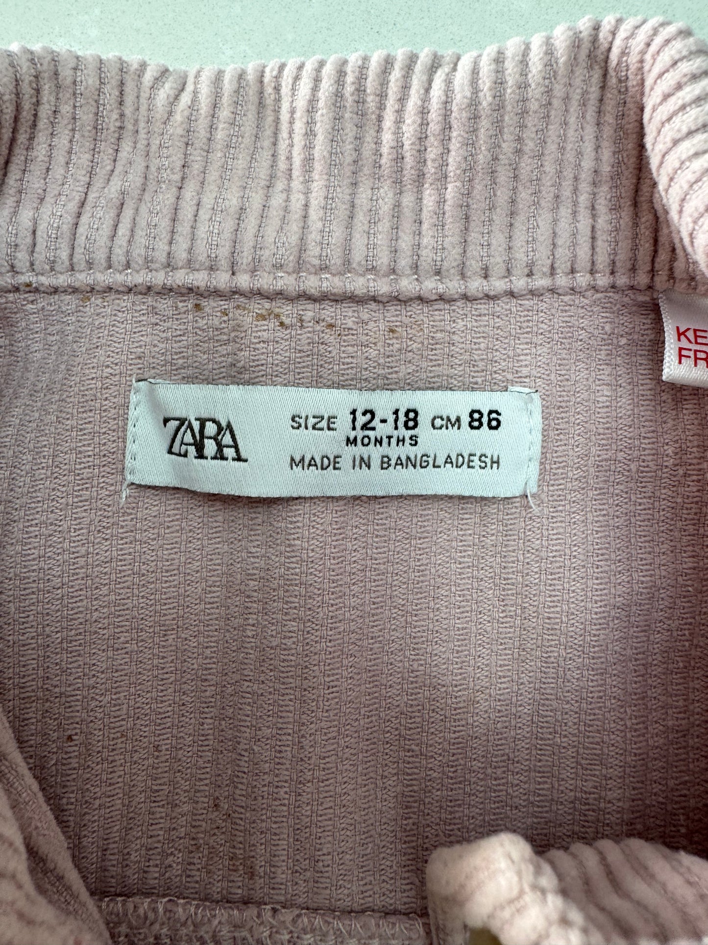 Zara Corduroy Shirt, Size 12-18 Months