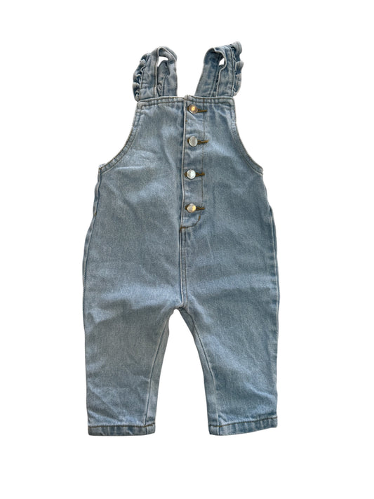 Seed Frill Denim Overalls, Size 6-12 months